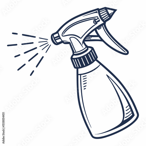 Spray Bottle Icon Vector – Generative AI and Linocut Silhouette Design