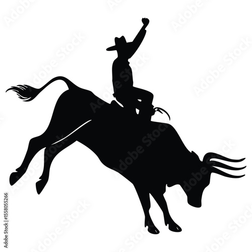 Bull Rider Silhouette Icon
