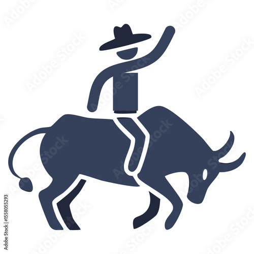 Riding Bull Cowboy Icon
