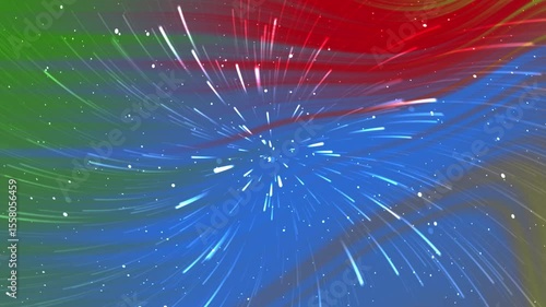 Abstract colorful swirl of light streaks creating a dynamic motion effect in a digital space