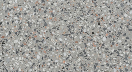 Grey Terrazzo Flooring with Colorful Stone Aggregate Texture Close-Up