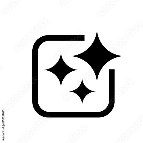 Simple AI icon on black and white