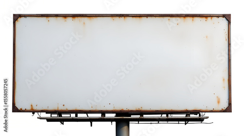 Blank Rusty Billboard Isolated on White Background