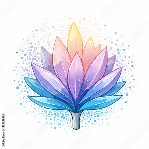 spectral silica spike with thin icy blue spiky petals like powdered glass shards