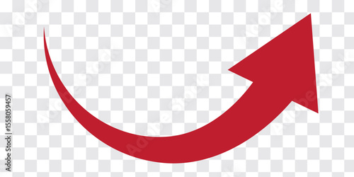 Red Long curve arrow icon. Long arrow. Curved arrow icon isolated on white background. Red long curve arrow icon Vector illustration. Curved arrows, hand drawn curved arrows. Eps 10