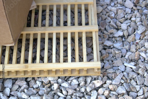 unpainted wood framing for construction