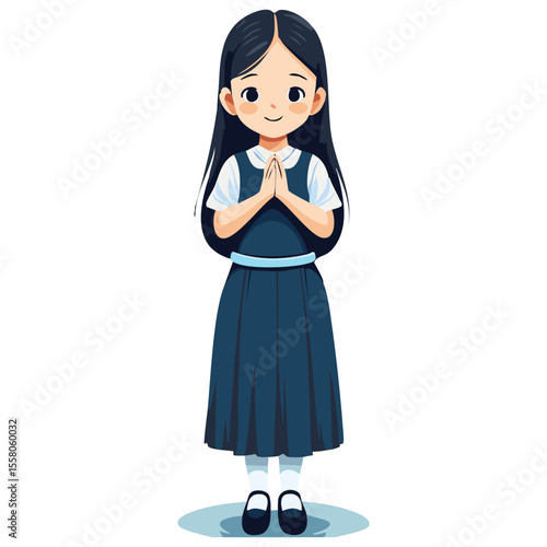 Religious Girl Silhouette Icon
