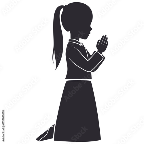 Girl in Prayer Silhouette
