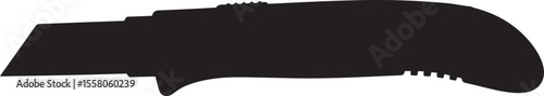 Utility Knife Silhouette: Retractable Blade Ergonomic Grip Black
