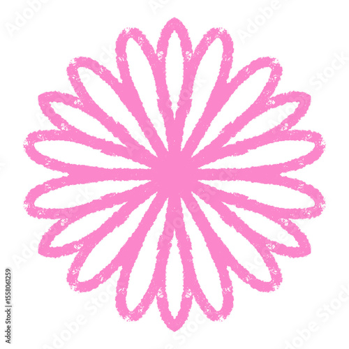 abstract pink flower pencil crayon shape