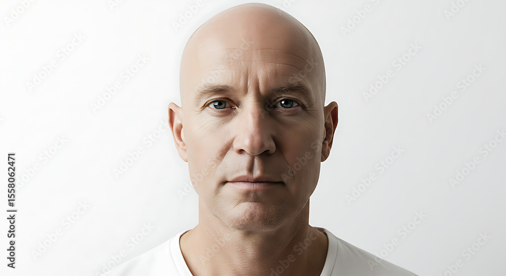 Fototapeta premium Portrait of a Bald Man with Intense Gaze