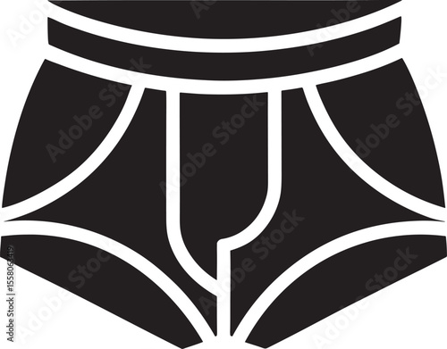 Black silhouette of men s boxer briefs isolated on white background