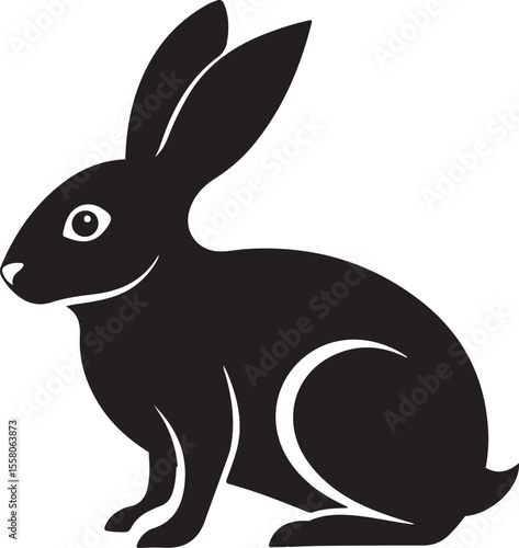 silhouette of a rabbit sitting on a white background