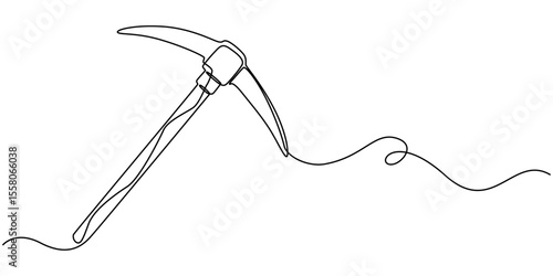Continuous line drawing art Pickaxe tool Mining Pickaxe concept, Cryptocurrency Mining Continuous Line Editable Icon, Continuous line drawing art Pickaxe tool Mining Pickaxe concept, Continuous