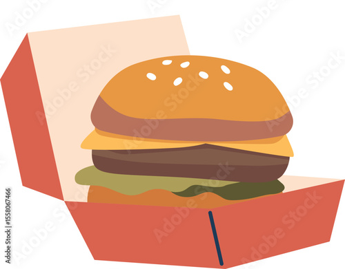 Burger fast food in box