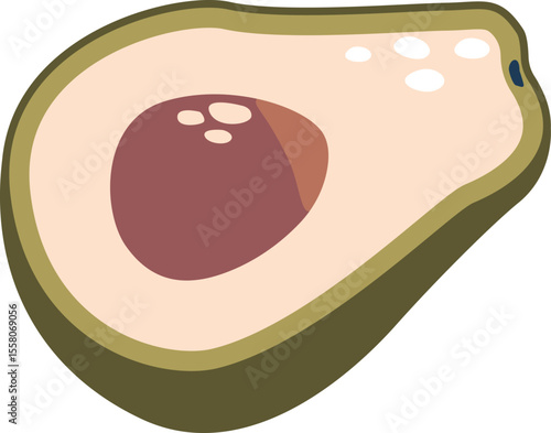 Halved avocado fruit vector illustration