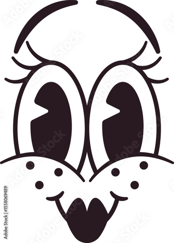 Retro girlish facial emoji character