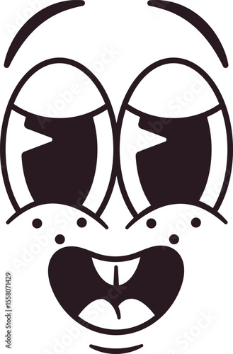Retro happy emoticon animation vector illustration