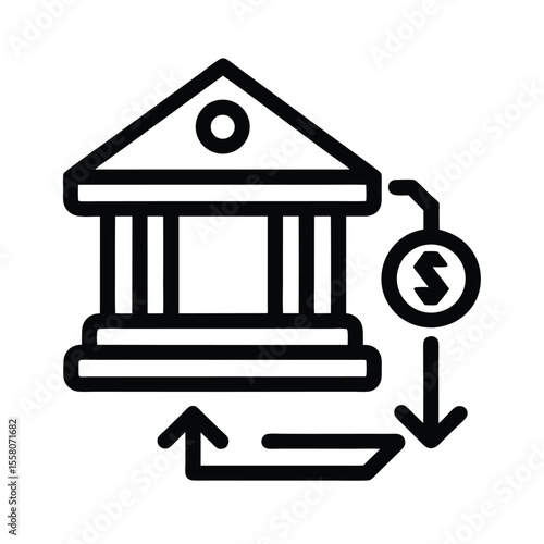 Bank Transfer Icon Outline Vector Illustration