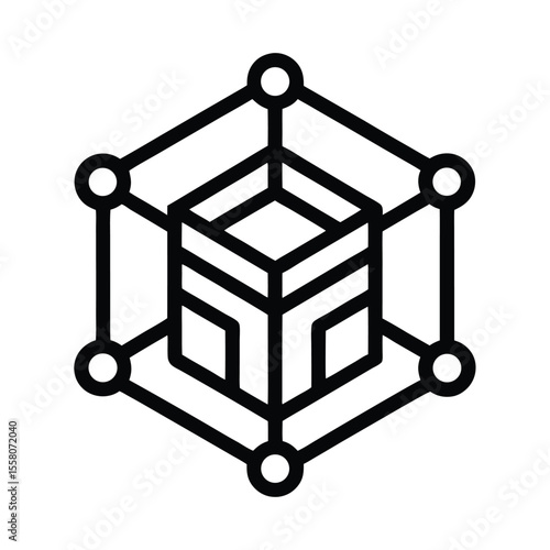 Blockchain Icon Outline Vector Illustration