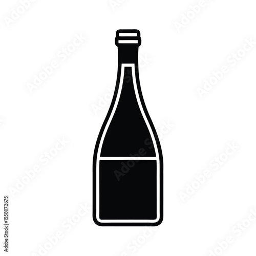 Champagne Bottle Icon Outline Vector Illustration