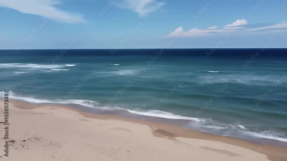 Scenic Ocean Waves Crashing on Sandy Beach Under Clear Blue Sky During Daytime Scenic Ocean Waves Crashing on Sandy Beach Under Clear Blue Sky During Daytime