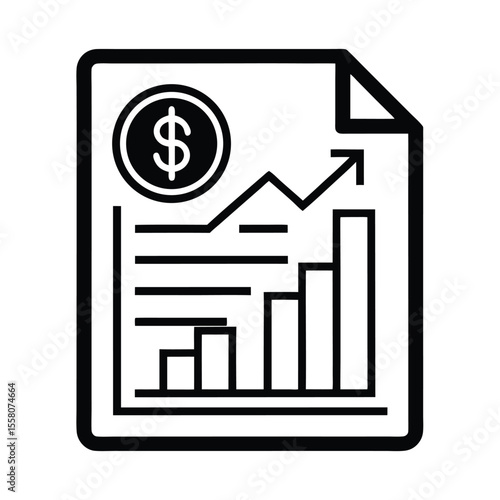 Financial Report Icon Outline Vector Illustration