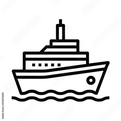 Icebreaker Ship Icon Outline Vector Illustration