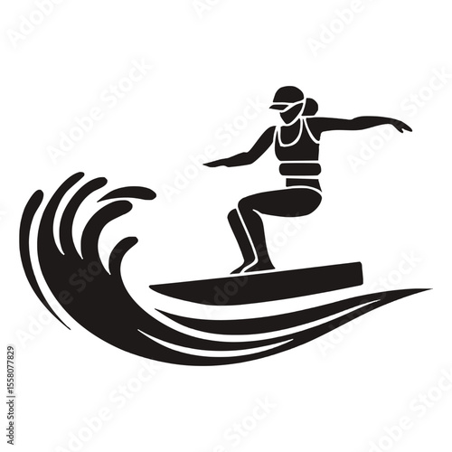 Wakeboarder Performing Jump Behind Speedboat - Silhouette Illustration
