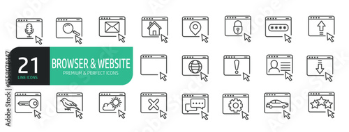 Set Of Browser and Website Icons. Outline Symbols Elements Collection.