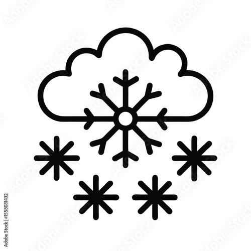 Snowfall Line Icon Outline Vector Illustration