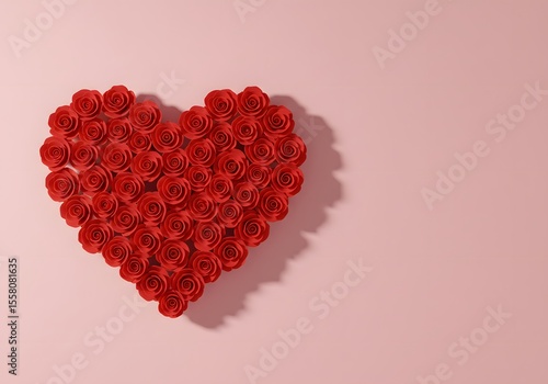 A Heart Shaped Bouquet of Red Roses for Valentine's Day Romantic Love