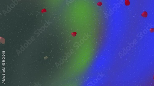 Abstract digital artwork featuring vibrant colors and shapes blending in a cosmic background