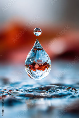 a floating clear water droplet