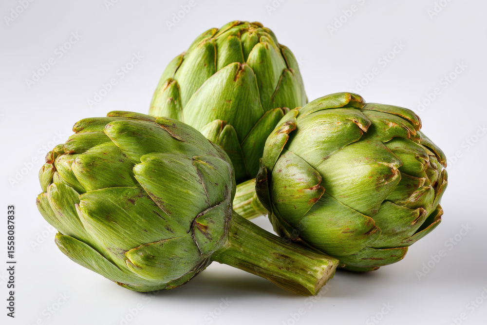 Obraz premium Roman artichokes on white studio setting