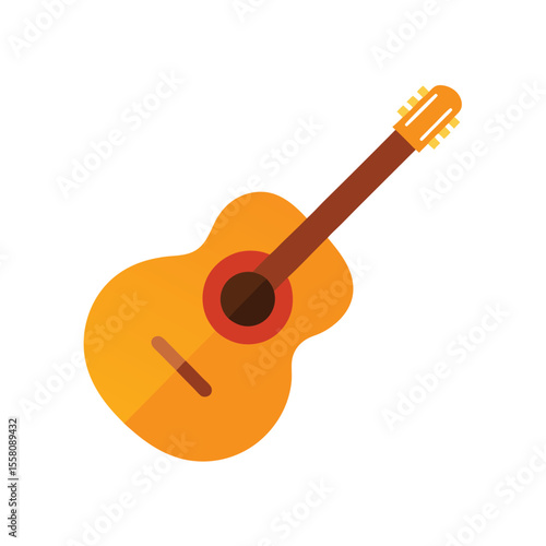 Western guitar icon in flat color minimalist style for music and culture Vector illustration