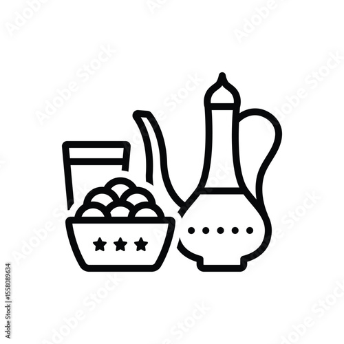 Black line icon for iftar