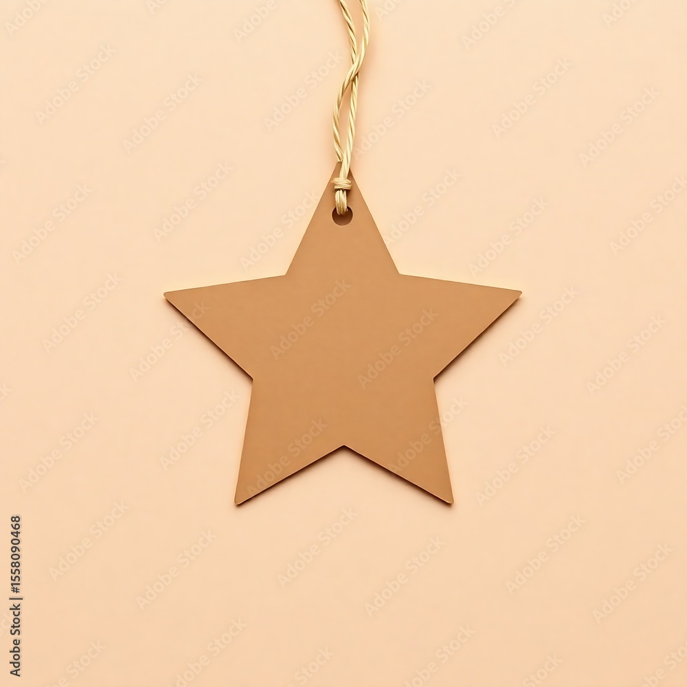 Mockup of star shaped brown cardboard paper blank tag for gift or present label, retail business handcraft product tag and label Mockup of star shaped brown cardboard paper blank tag for gift or present label, retail business handcraft product tag and label