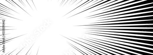Comic speed lines background. Cartoon book explosion background. Superhero radial line pattern frame. Manga or anime sunburst wallpaper. Pop art flash beams or rays effect. Vector impact backdrop
