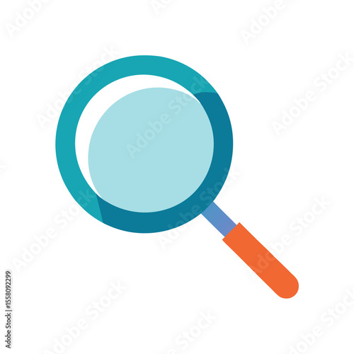 Magnifying glass icon in flat color minimalist style for search and discovery themes Vector illustration