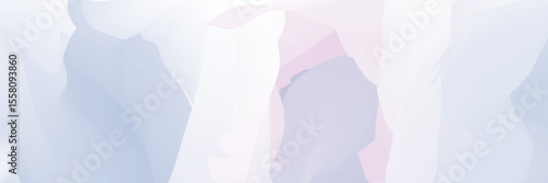 Pastel winter gradient background. Minimalist winter landscape. Sky. Puffy clouds. Soft pastel colors. Vector background. Light blue, purple and white.