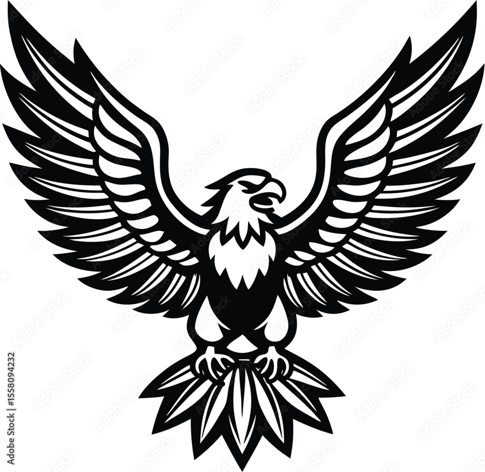 Fototapeta premium Vector Icon . Bald Eagle, Wings Spread,USA Freedom 