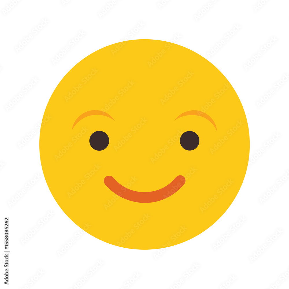 Fototapeta premium Flat color style and minimalist of a smiley face emoji one vector illustration