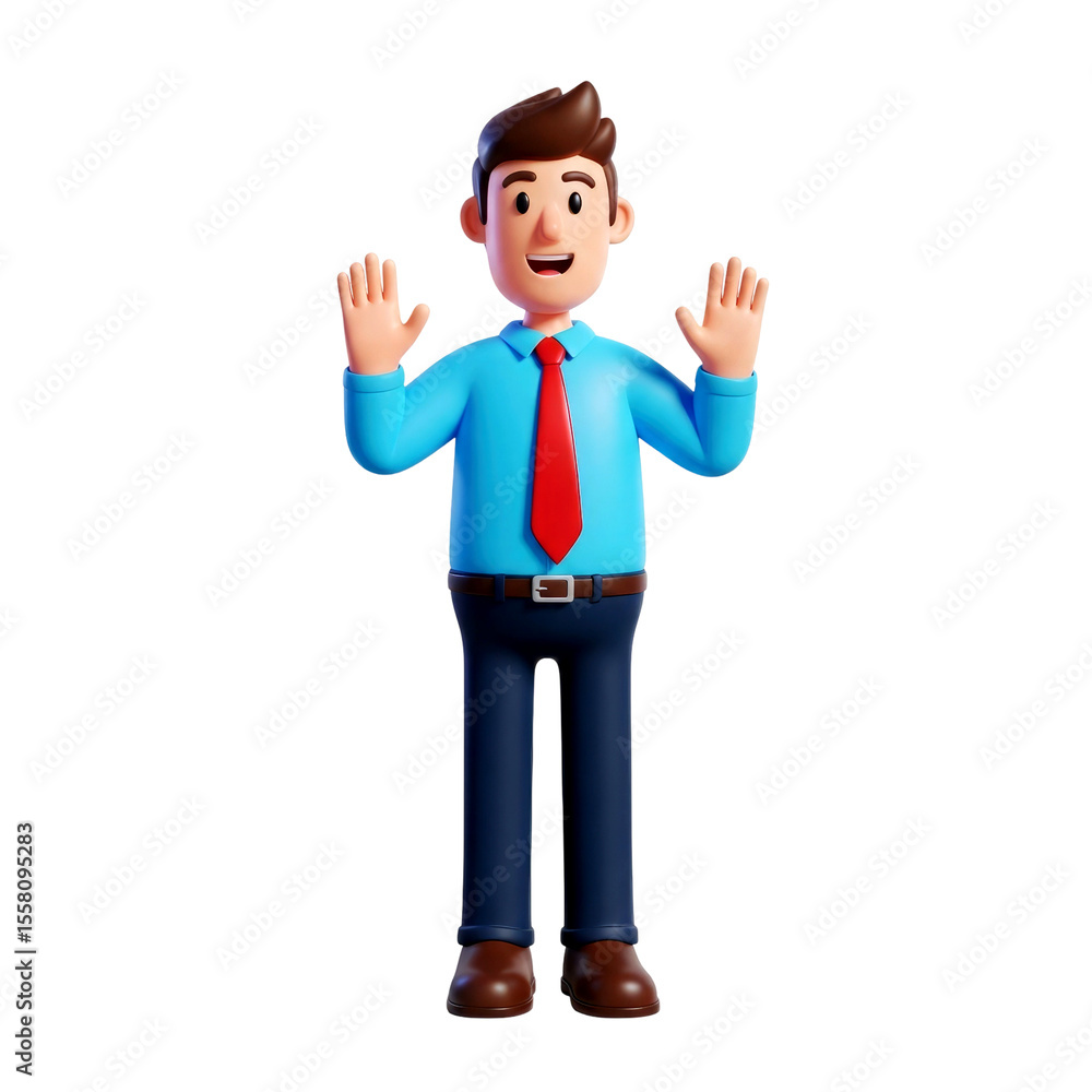 Joyful 3D Businessman Cartoon Character Illustration Joyful 3D Businessman Cartoon Character Illustration