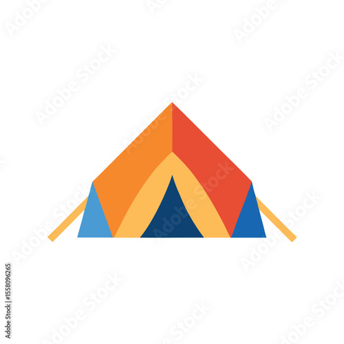 Free Download Flat color style and minimalist of a tent on white vector illustration - GFXLoad