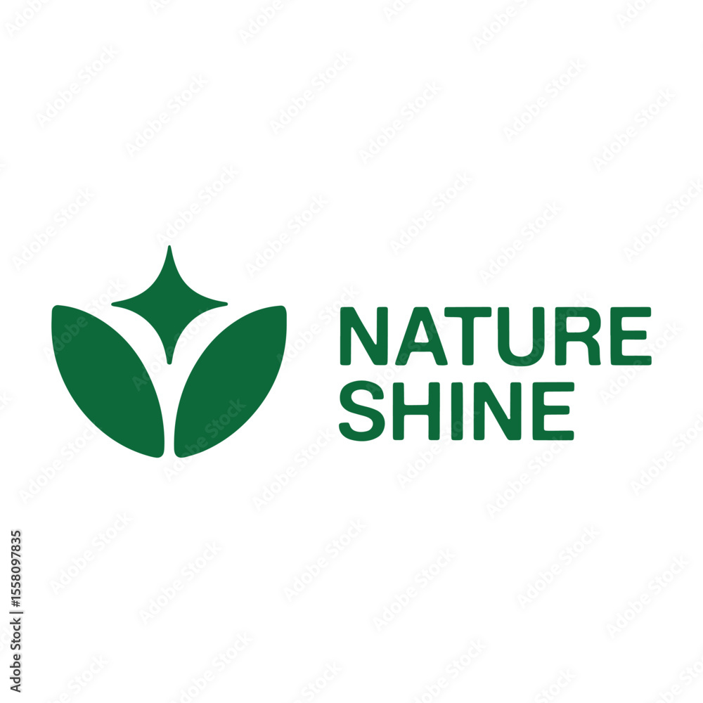 Fototapeta premium Nature Shine A Symbol of Natural Beauty and Radiance Green Logo Design for Environmentally Friendly Products and Services