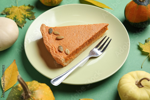 Plate with piece of tasty p...