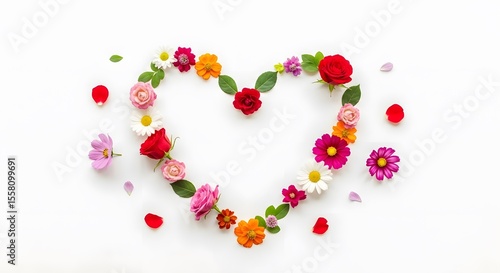 Vibrant Floral Heart Arrangement: A Colorful Celebration of Love and Spring