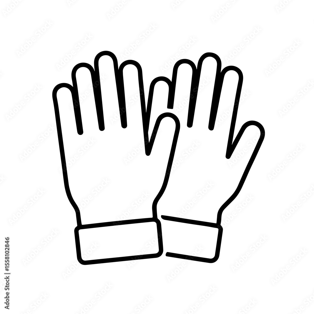 Pair of gloves icon outline – symbol of hand protection and winter wear Pair of gloves icon outline – symbol of hand protection and winter wear