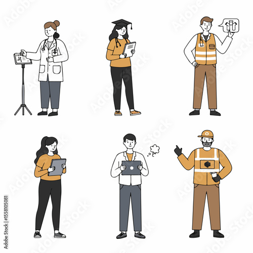 Diverse Professional and Educational Characters Set